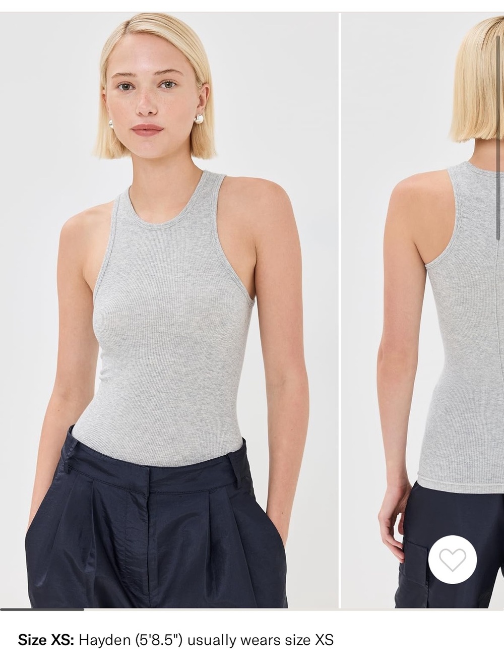 Tibi Circular Fine Rib Tank in heathered grey size small